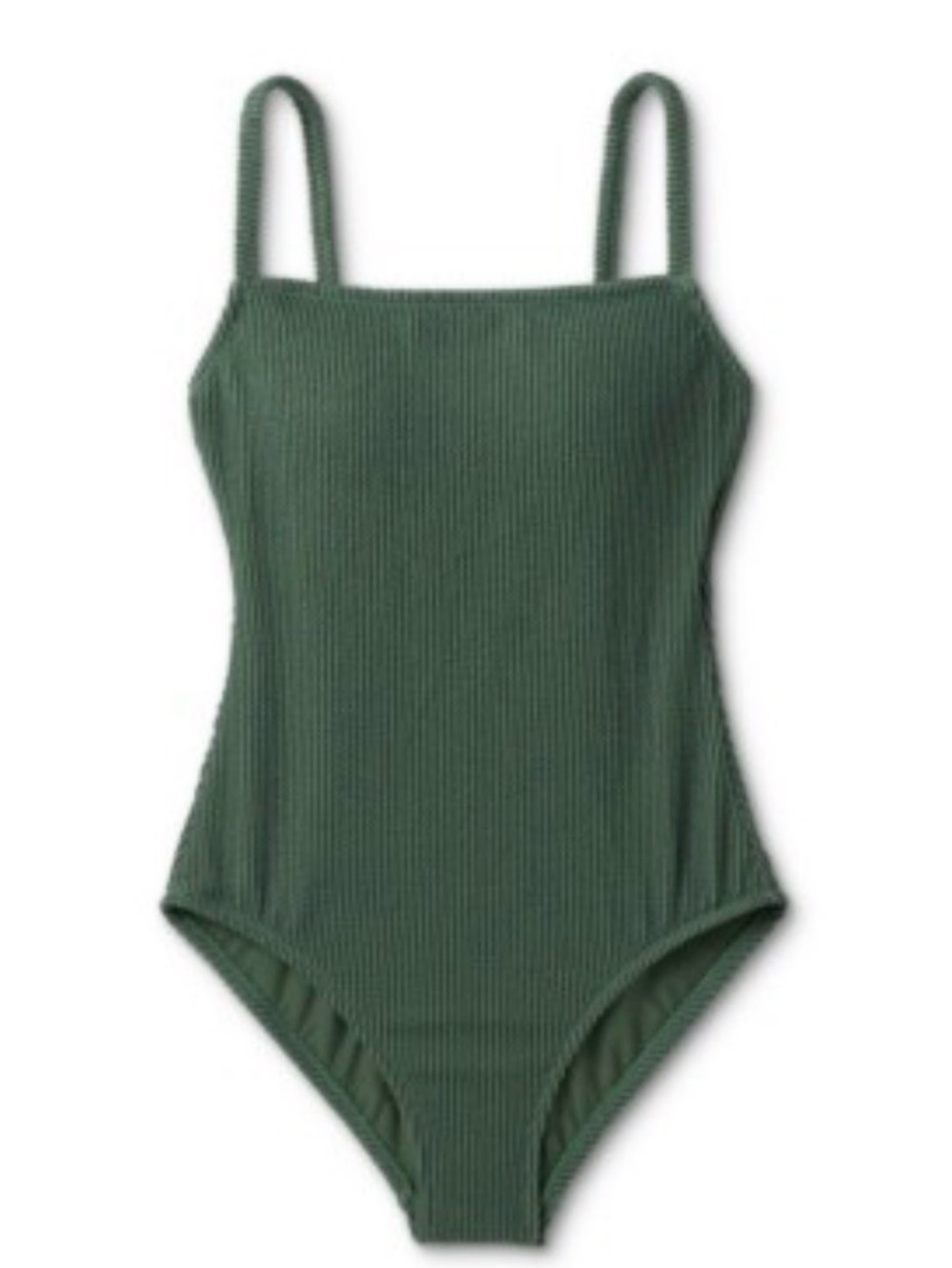 Kona Sol Dark Green Ribbed One-Piece Swimsuit
